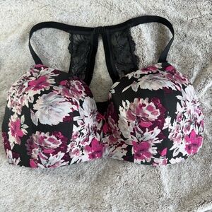 Cacique Floral Lace Bra - Black and Pink  42D
